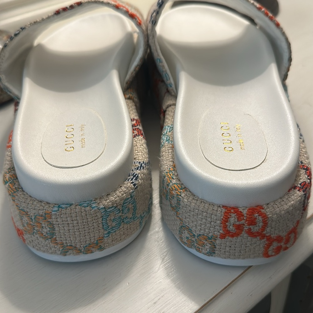 Nwob Authentic Gucci Multi Colored Platform Slide… - image 4